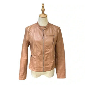 Vera Moda Tan Faux Leather Jacket Size M